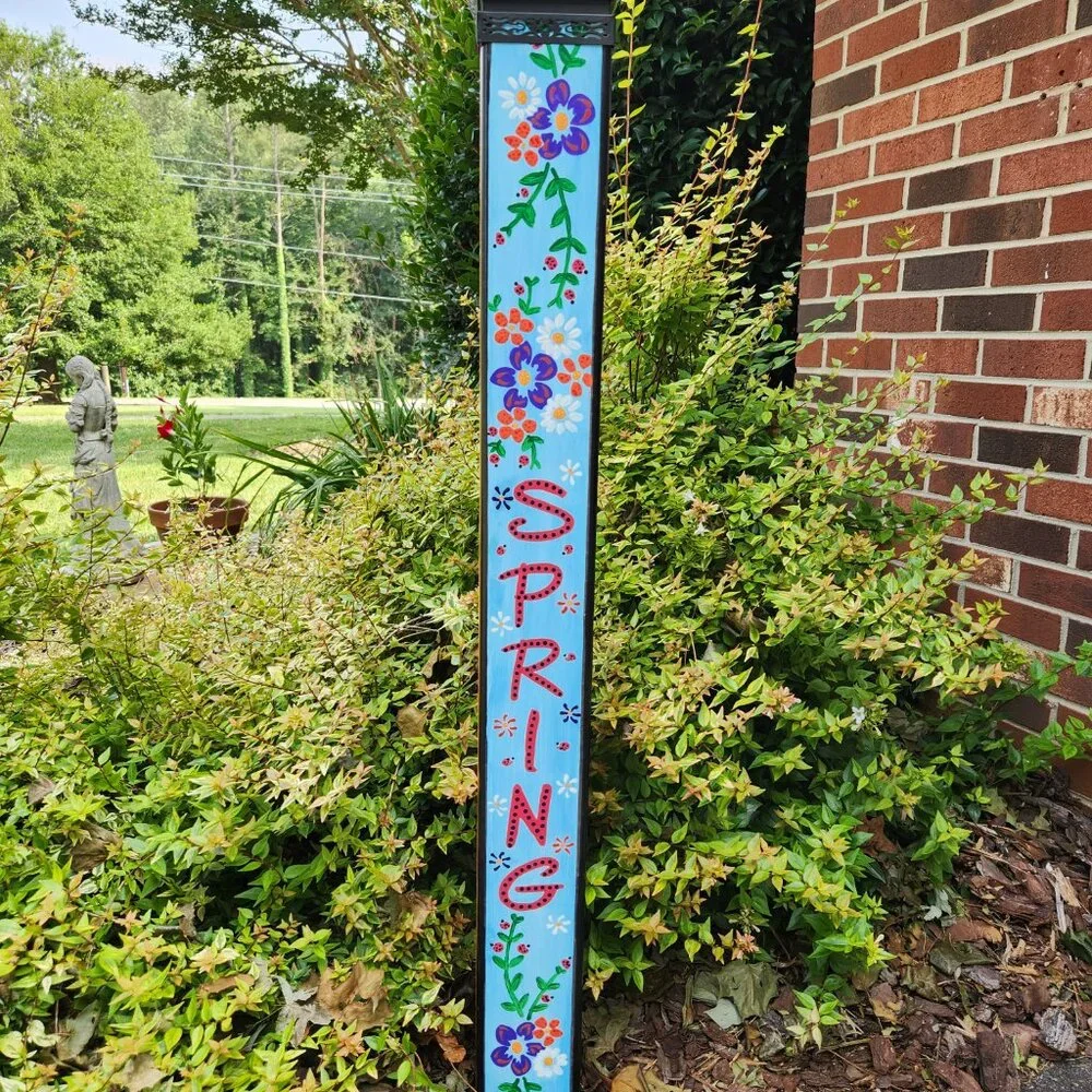Garden Peace Pole Hand Painted Solar Light and Wire Stand Customized Yard Art